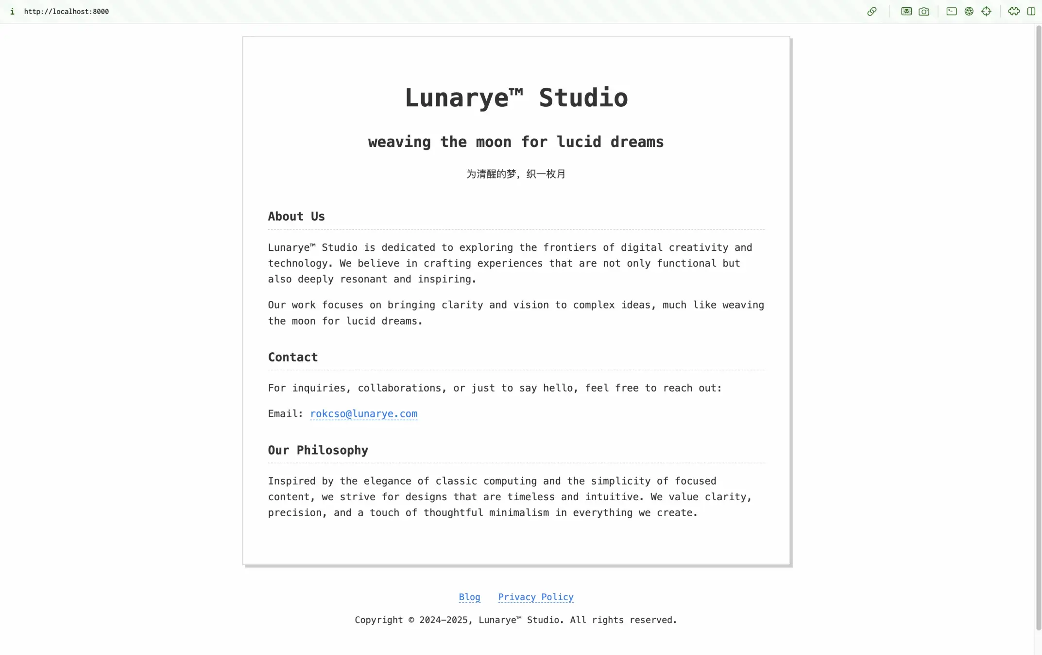 Rewritten landing page for Lunarye™ Studio